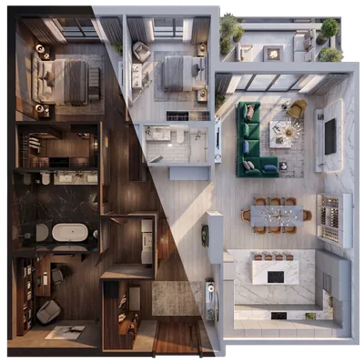 3D floor plan dollhouse